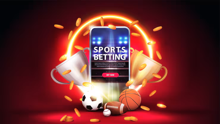 sports-betting-red-banner-with-smartphone-champion-cups-falling-gold-coins-sport-balls-yellow-neon-ring-background7993-7954