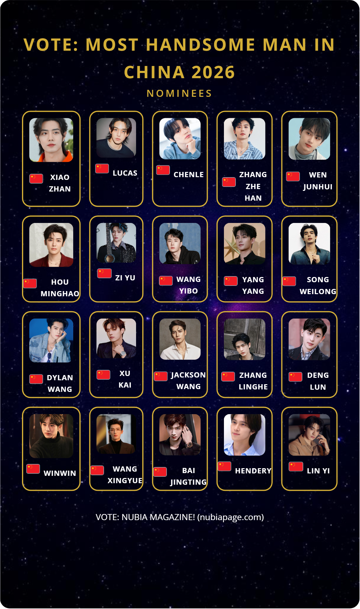 VOTE: MOST HANDSOME MAN IN CHINA 2026