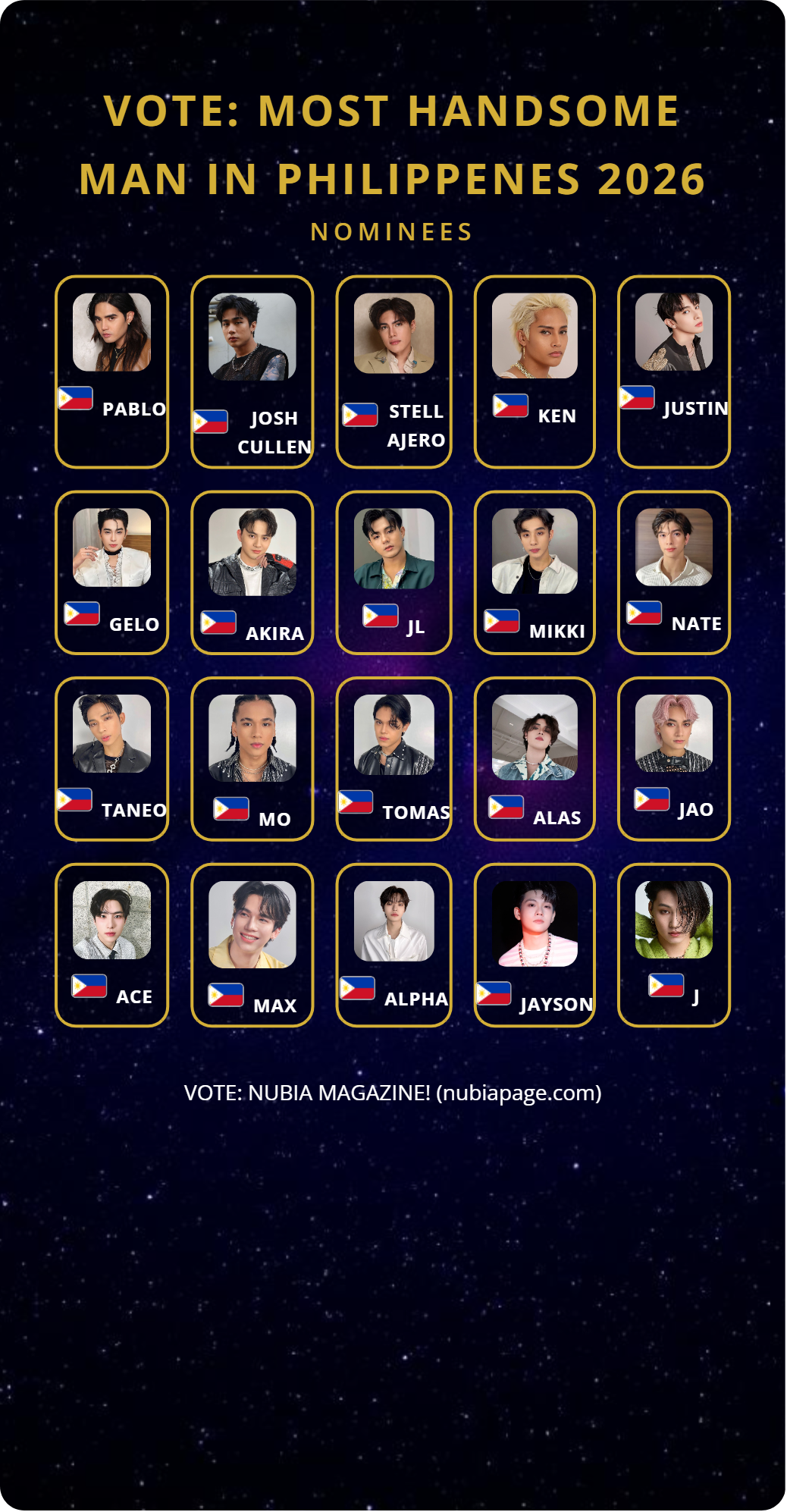VOTE: MOST HANDSOME MAN IN PHILIPPENES 2026