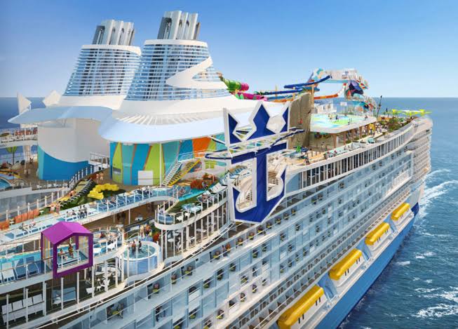 A luxurious cruise ship at sea