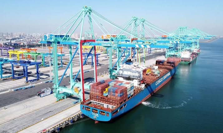 Tianjin Port container yards and cranes