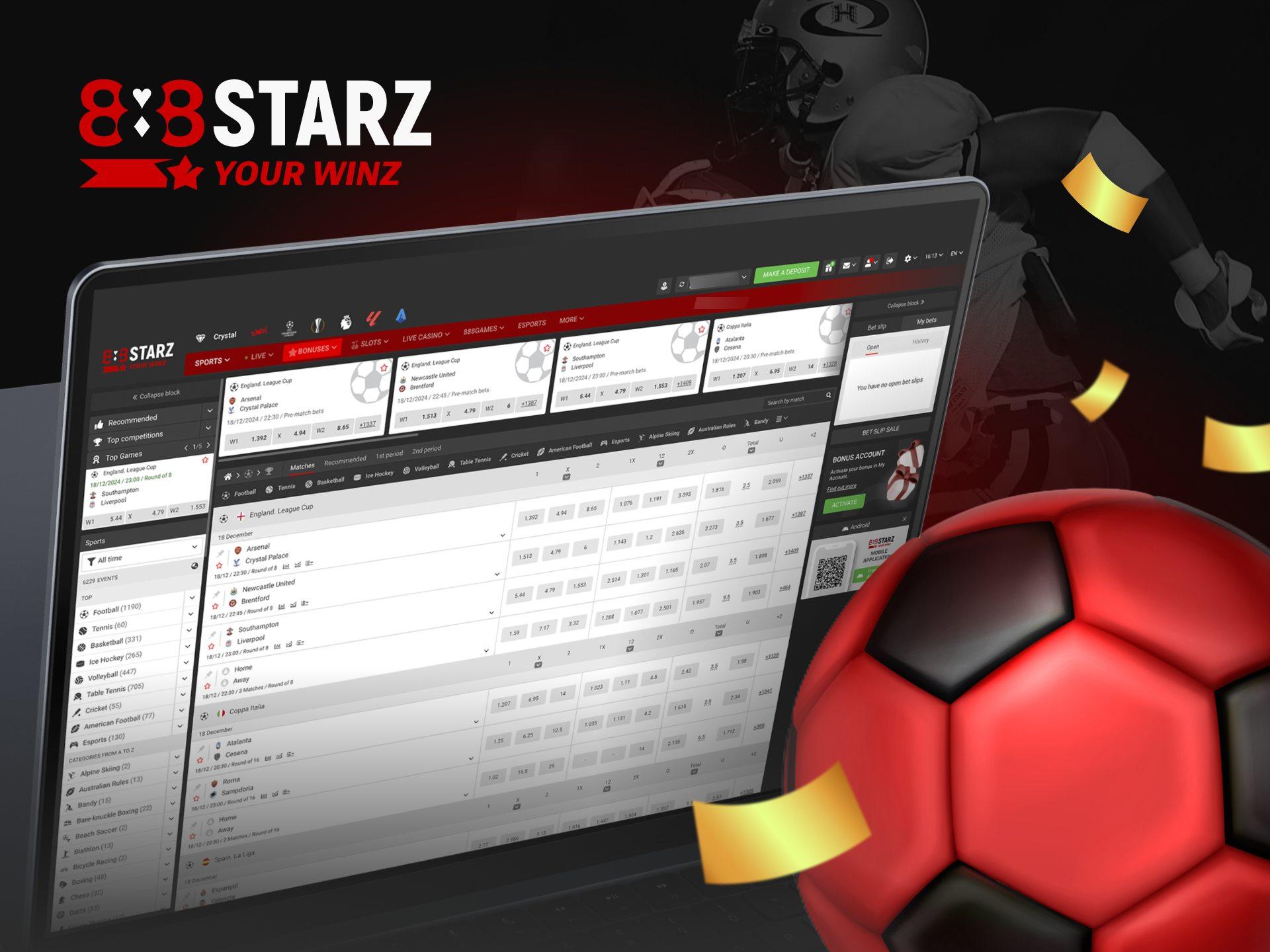 888Starz Sportsbook Overview: Markets, Odds, Types, Betting Options